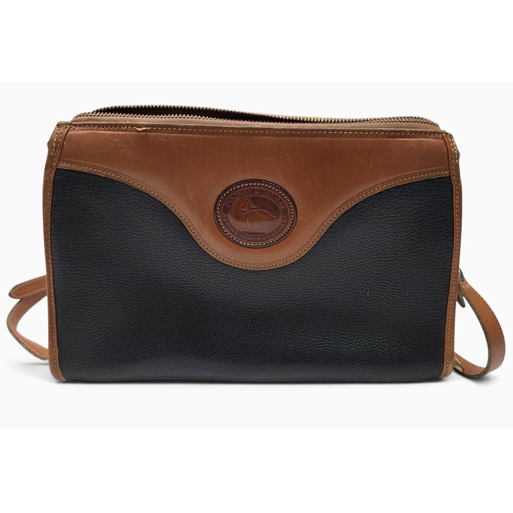 Vintage Dooney & Bourke AWL Organizer Crossbody Navy‎ Tan Leather USA Bag